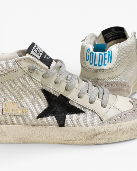Golden Goose MID STAR Sneakers Tessuto Tecnico Stella Camoscio Grey Cord Gum Sole