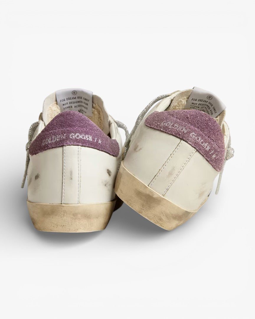 Golden Goose Super-Star Green Snake-Print Suede Star Purple Heel Tab