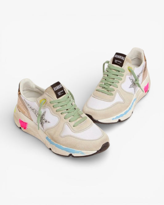 Golden Goose Running Sole Sneakers Suede Glitter Leopard Print