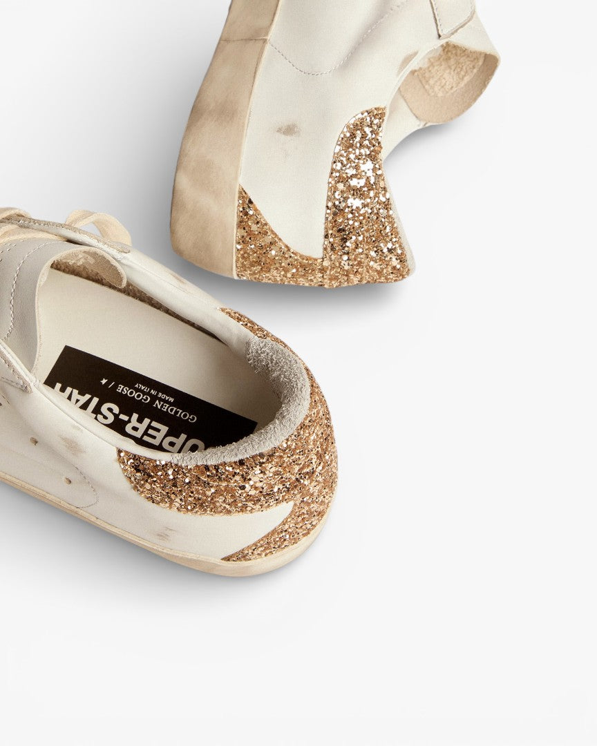 Golden Goose Super‑Star Sneakers Snake‑Print Star Gold Glitter Heel