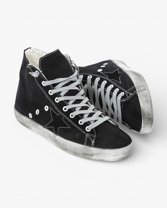 Golden Goose FRANCY Sneakers Cotton Canvas Suede Star Black Canvas