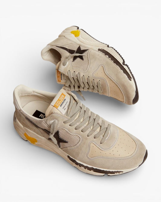 Golden Goose Running Sole Sneakers Mesh Ice-Gray Suede