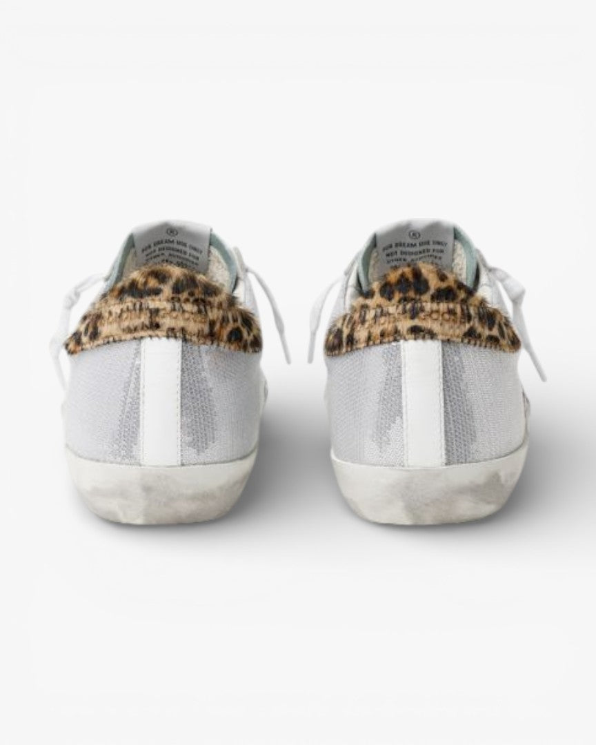 Golden Goose Super-Star Sneakers with Sequins and Leopard Heel Tab