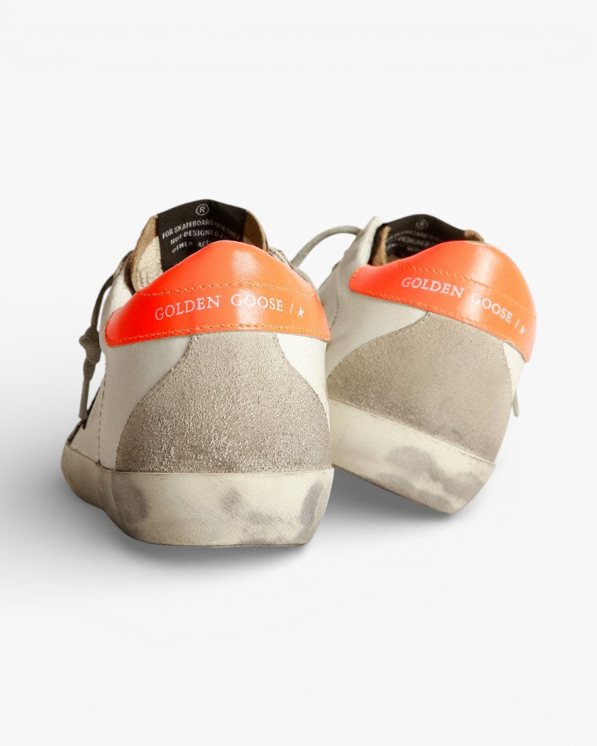 Golden Goose Super‑Star Sneakers Leopard Print Glittery Star Orange Heel