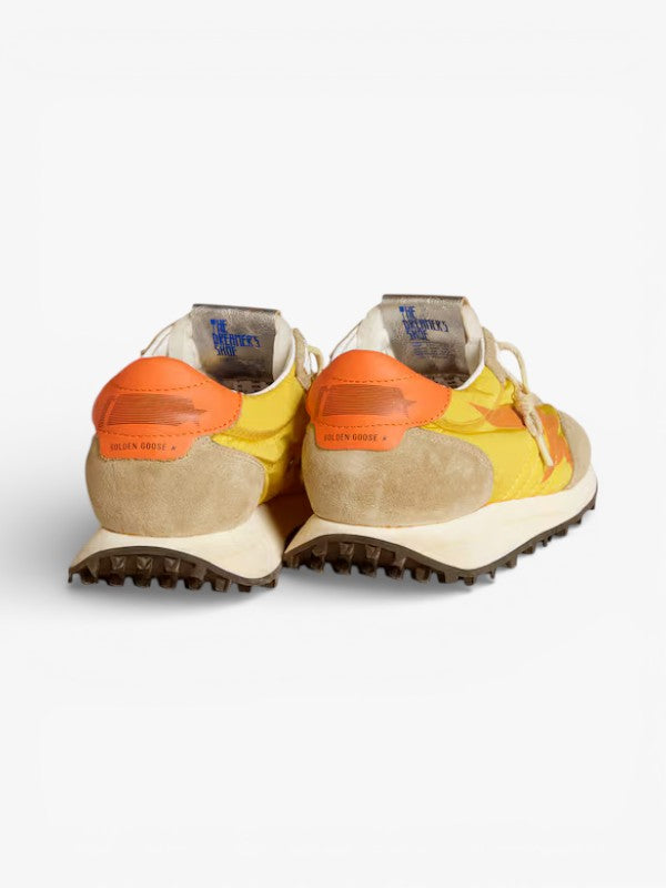 Golden Goose Marathon Yellow Nylon and Orange Star Sneakers