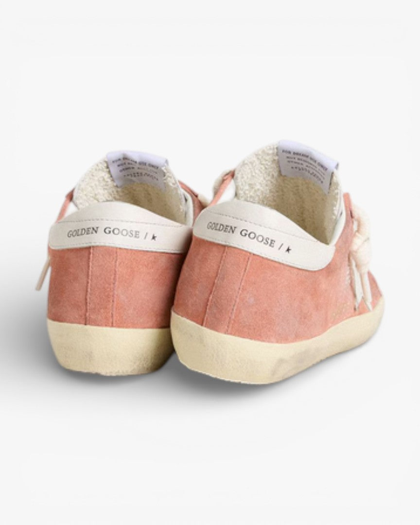 Golden Goose Women’s Super-Star Coral Suede White Leather Star Heel Tab