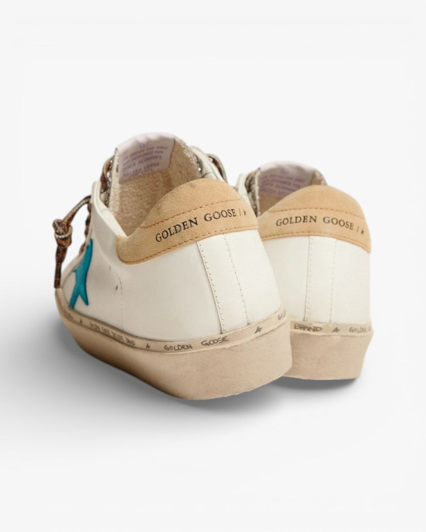 Golden Goose Hi-Star LTD Sneakers Silver Glitter Tongue Cyan-Blue Suede Star