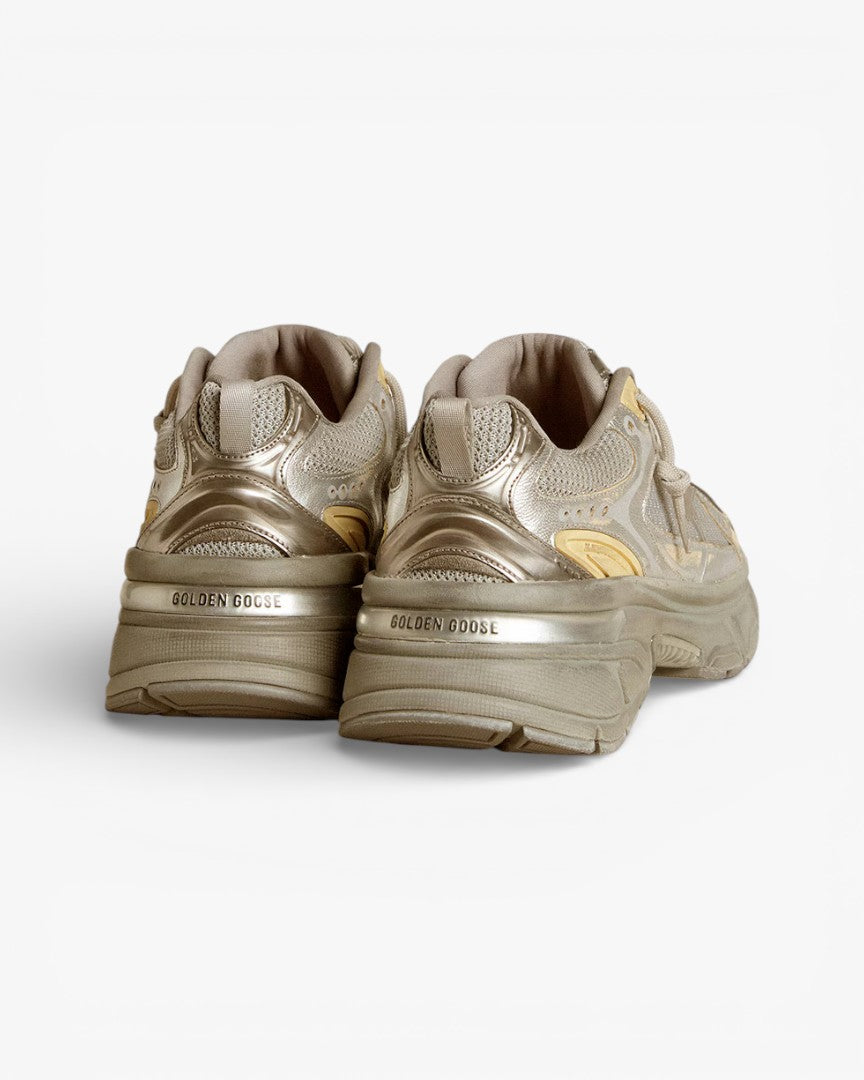Golden Goose Lightstar Metallic Leather and Silver Mesh Sneakers