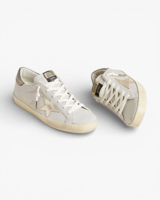 Golden Goose Super-Star Crackle Leather Star Metallic Foiled Leather Heel Tab