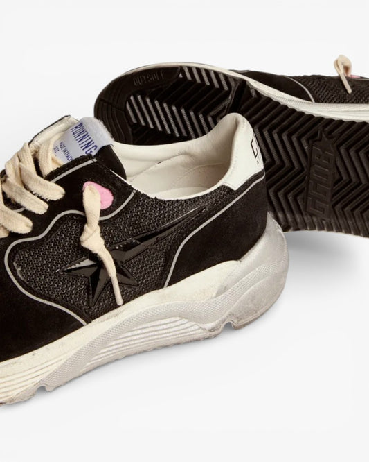 Golden Goose Running Sole Sneakers Black Mesh Suede Upper 3D Star