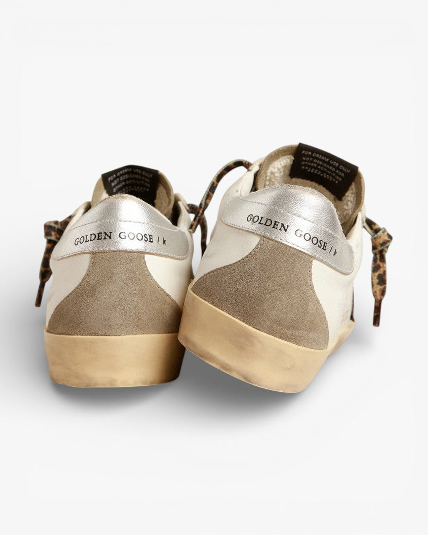 Golden Goose Super‑Star Sneakers Burgundy Glitter Star Silver Heel