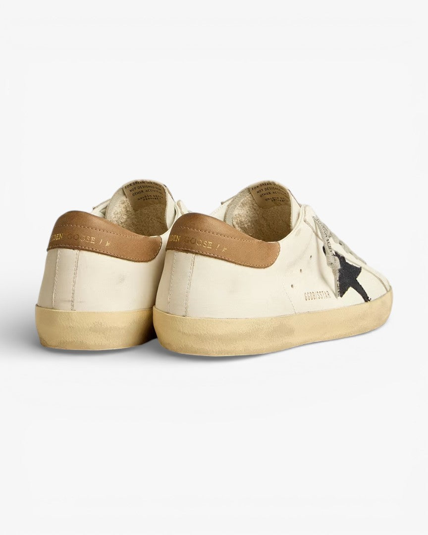 Golden Goose Super-Star Blue Canvas Star Tobacco Leather Heel Tab
