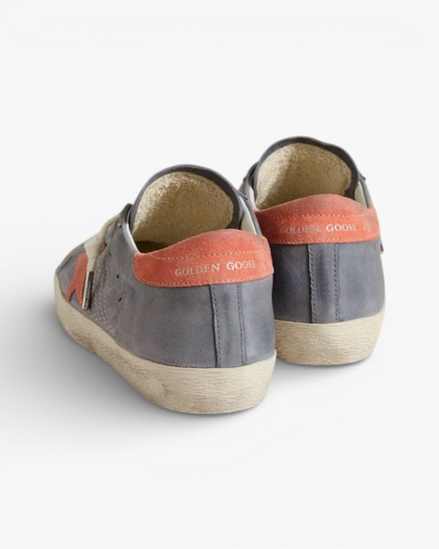 Golden Goose Women’s Super-Star Blue Nubuck Pink Suede Star Heel Tab