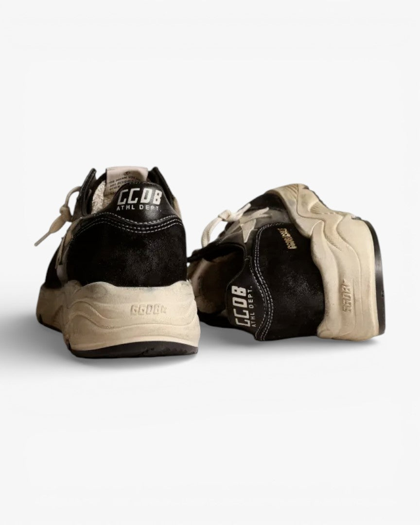 Golden Goose Women’s Running Sole Sneakers Black Nappa Leather Suede White Star