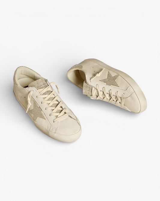 Golden Goose Women’s Super-Star Nappa Leather Swarovski Crystal Star Heel Tab