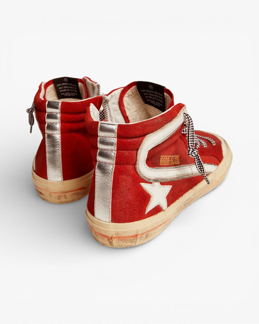Golden Goose Slide Penstar Sneakers Suede Rosso White Details