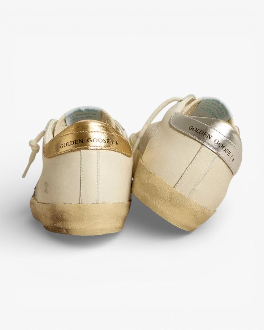 Golden Goose Super-Star White Leather Suede Silver Gold Leather Star