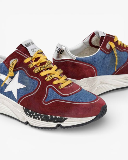 Golden Goose Burgundy Blue Running Sole Sneakers