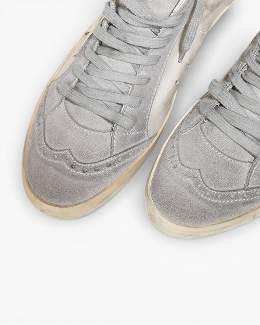 Golden Goose MID STAR Sneakers Pelle Stella Pelle White Gold Star
