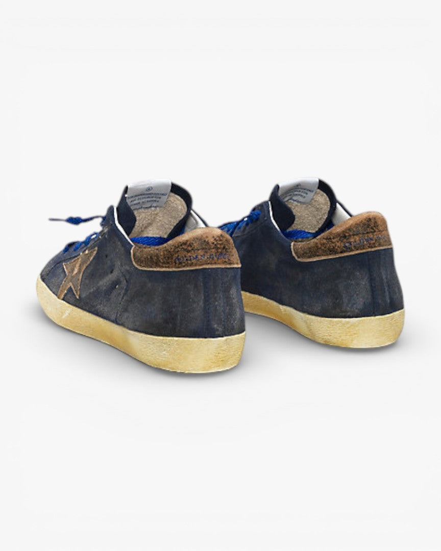 Golden Goose Super Star Navy Suede Sneakers Leather Star