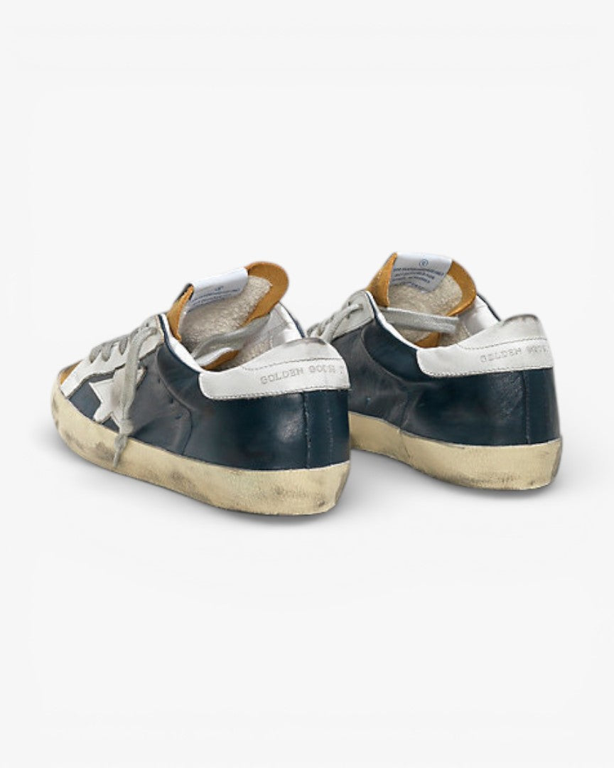Golden Goose Super Star Leather Sneakers Leather Star Blue Beige