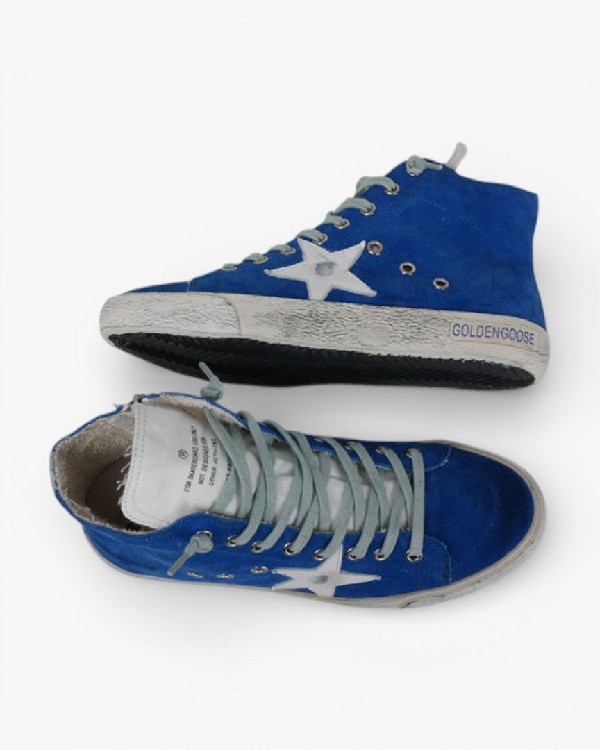 Golden Goose FRANCY Blue Sneakers Handcrafted Custom Couples