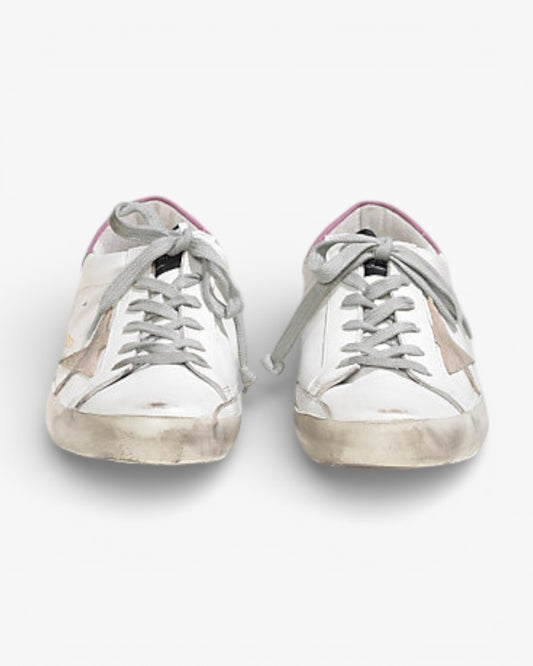 Golden Goose Super‑Star Sneakers White Leather Dark Lilac Suede Star