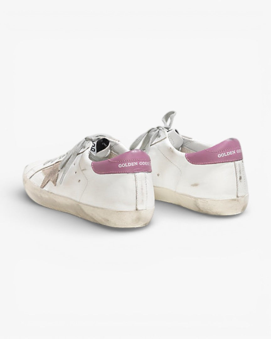 Golden Goose Super‑Star Sneakers White Leather Dark Lilac Suede Star
