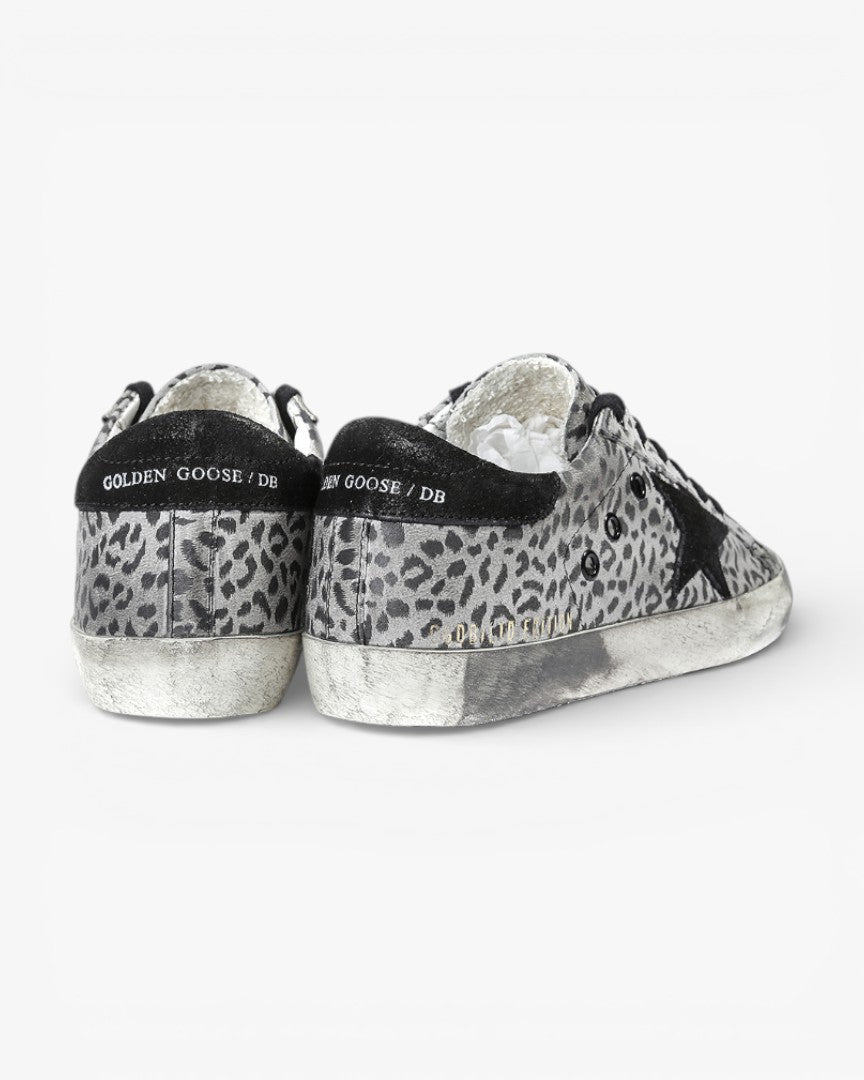 Golden Goose Super Star Sneakers Leather Suede Star White Leopard Eagle