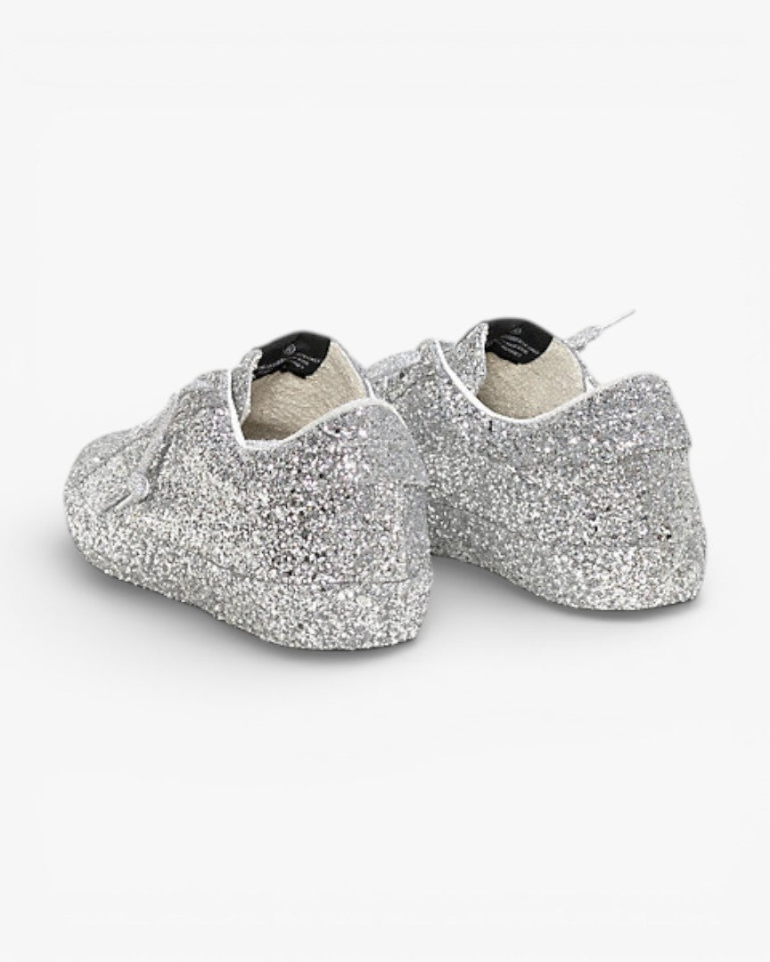 Golden Goose Super‑Star Sneakers Silver Glitter Leather Star