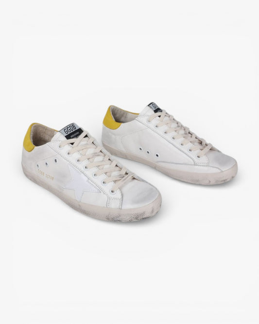 Golden Goose 2014 White Yellow Handcrafted Custom Couple Sneakers