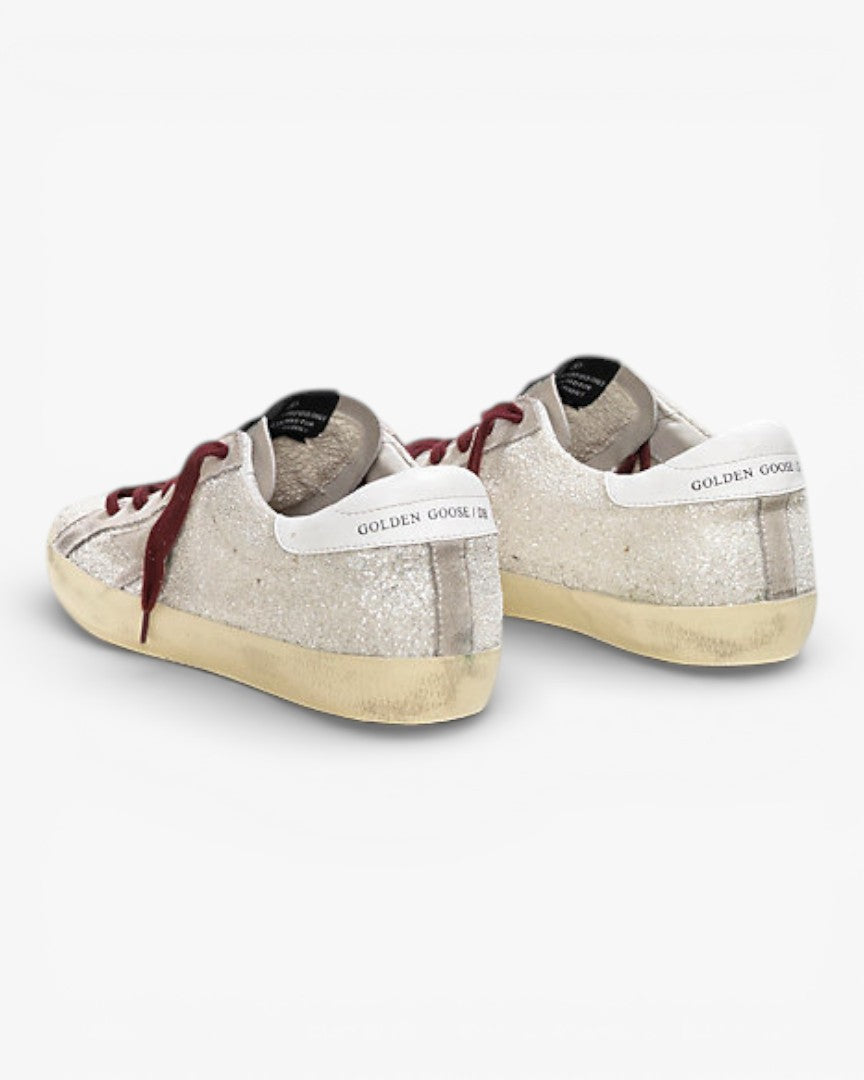 Golden Goose Super‑Star Sneakers White Glitter Suede Star