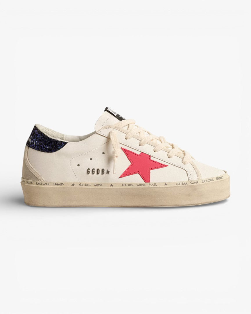 Golden Goose Hi Star Fuchsia Star Blue Glitter Heel Sneakers