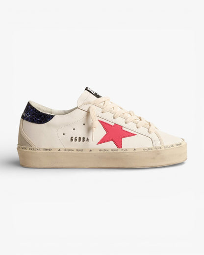 Golden Goose Hi Star Fuchsia Star Blue Glitter Heel Sneakers