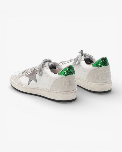 Golden Goose Ball Star Leather Suede Glitter Heel Sneakers