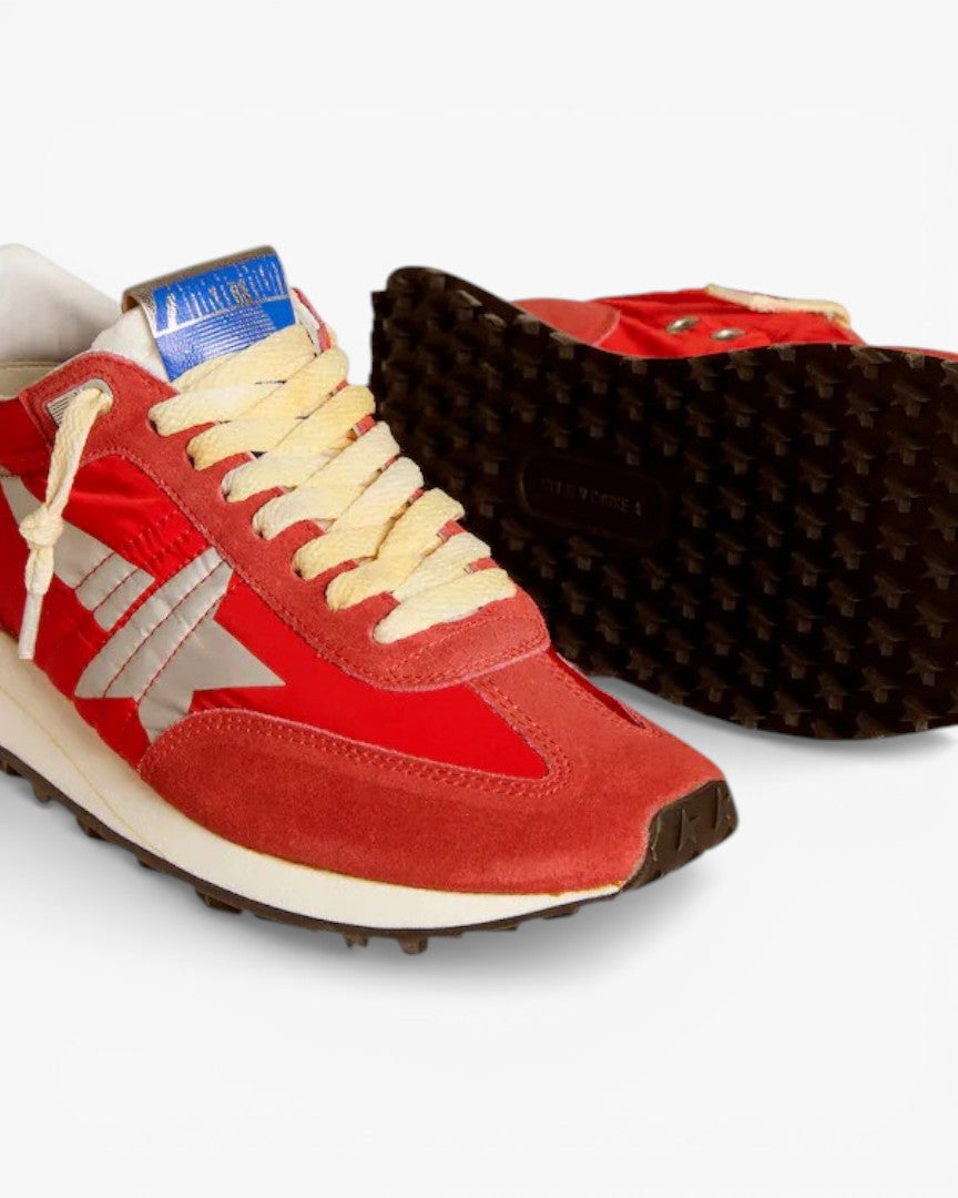 Golden Goose Marathon Red Nylon and Silver Star Sneakers