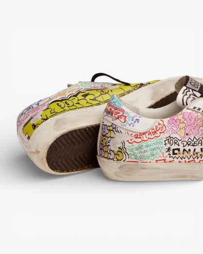 Golden Goose Super‑Star Sneakers White Leather Multicolored Graffiti