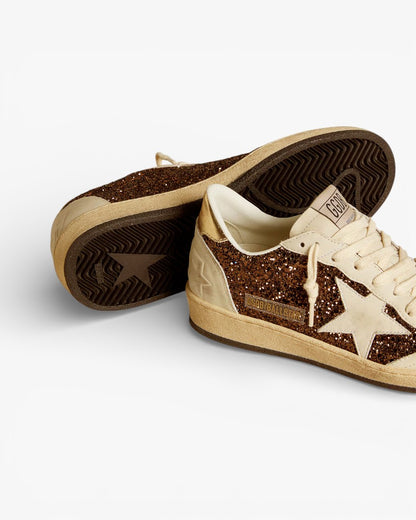 Golden Goose Ball Star Brown Glitter Sneakers