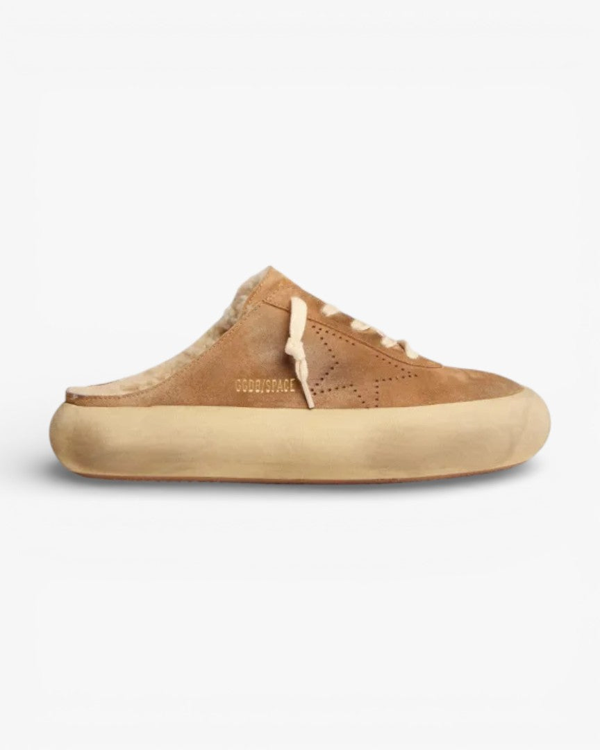 Golden Goose Space Star Tobacco Suede Shearling Sneakers