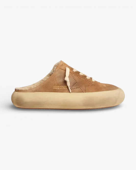Golden Goose Space Star Tobacco Suede Shearling Sneakers