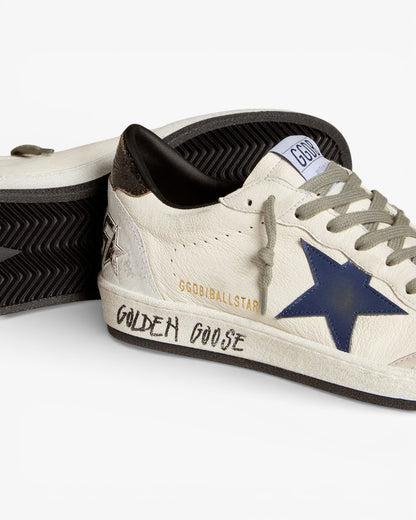 Golden Goose Ball Star White Blue Leather Sneakers