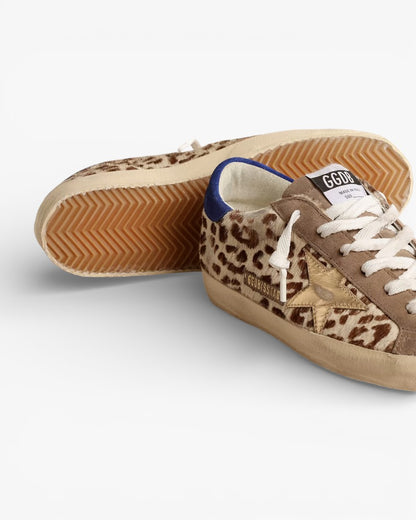 Golden Goose Super-Star LTD Pony Skin Gold Star Suede Heel Tab