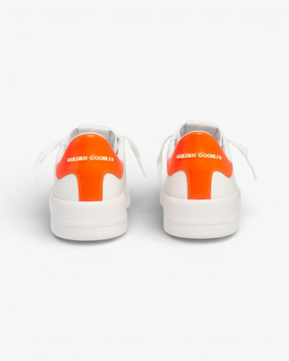 Golden Goose Purestar White Leather Sneakers Orange Heel