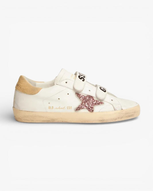 Golden Goose Old School Sneakers Pink Glitter Star Sand Suede Heel Tab