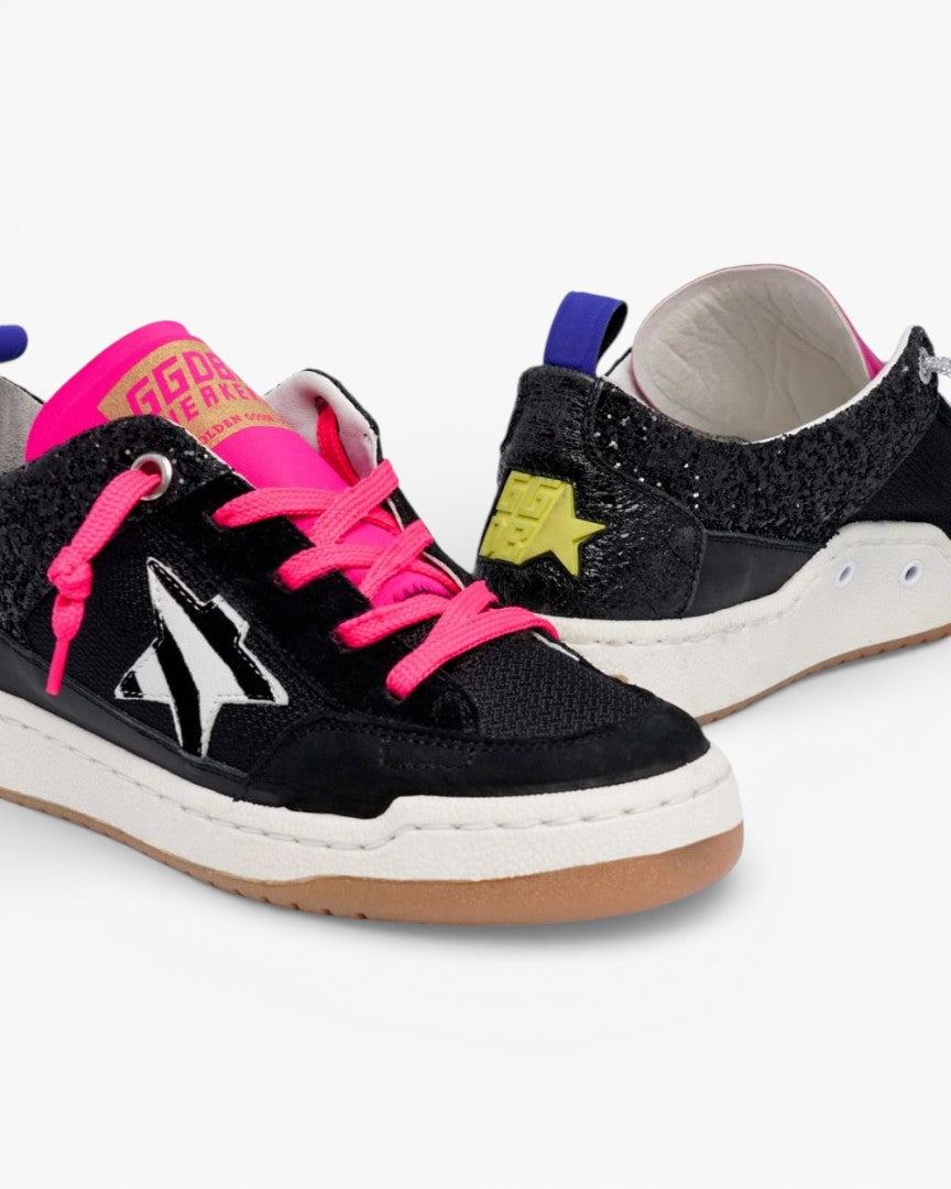 Golden Goose Yeah Black Sneakers Glitter Zebra Print Star