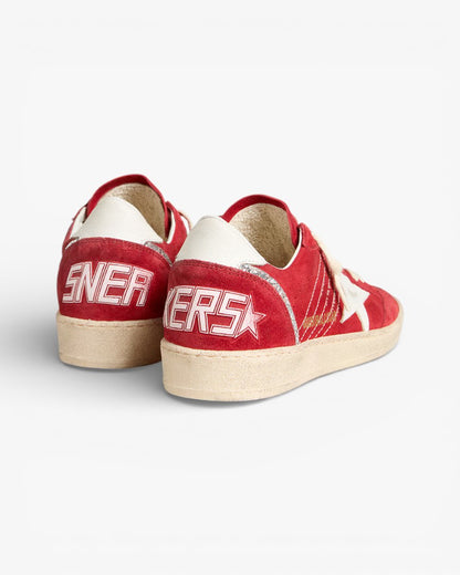 Golden Goose Ball Star Red Suede and White Leather Star Sneakers