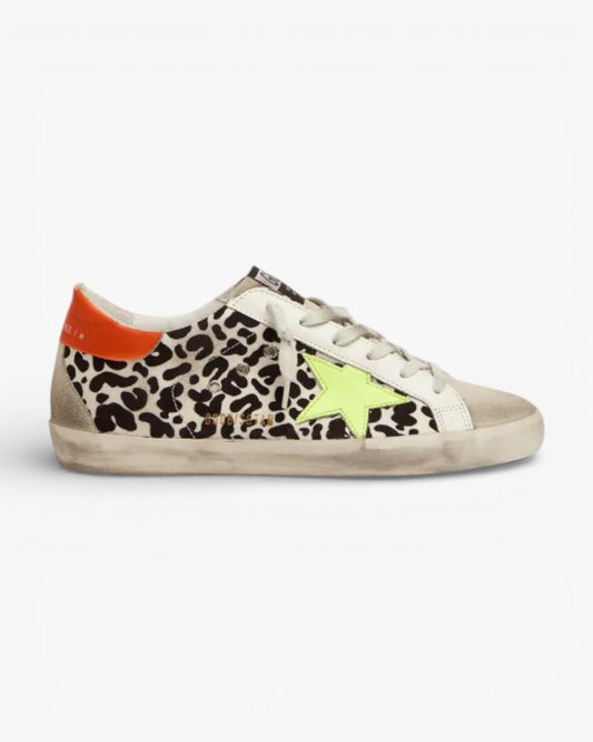 Golden Goose Super‑Star Sneakers Leopard Print Neon Accents