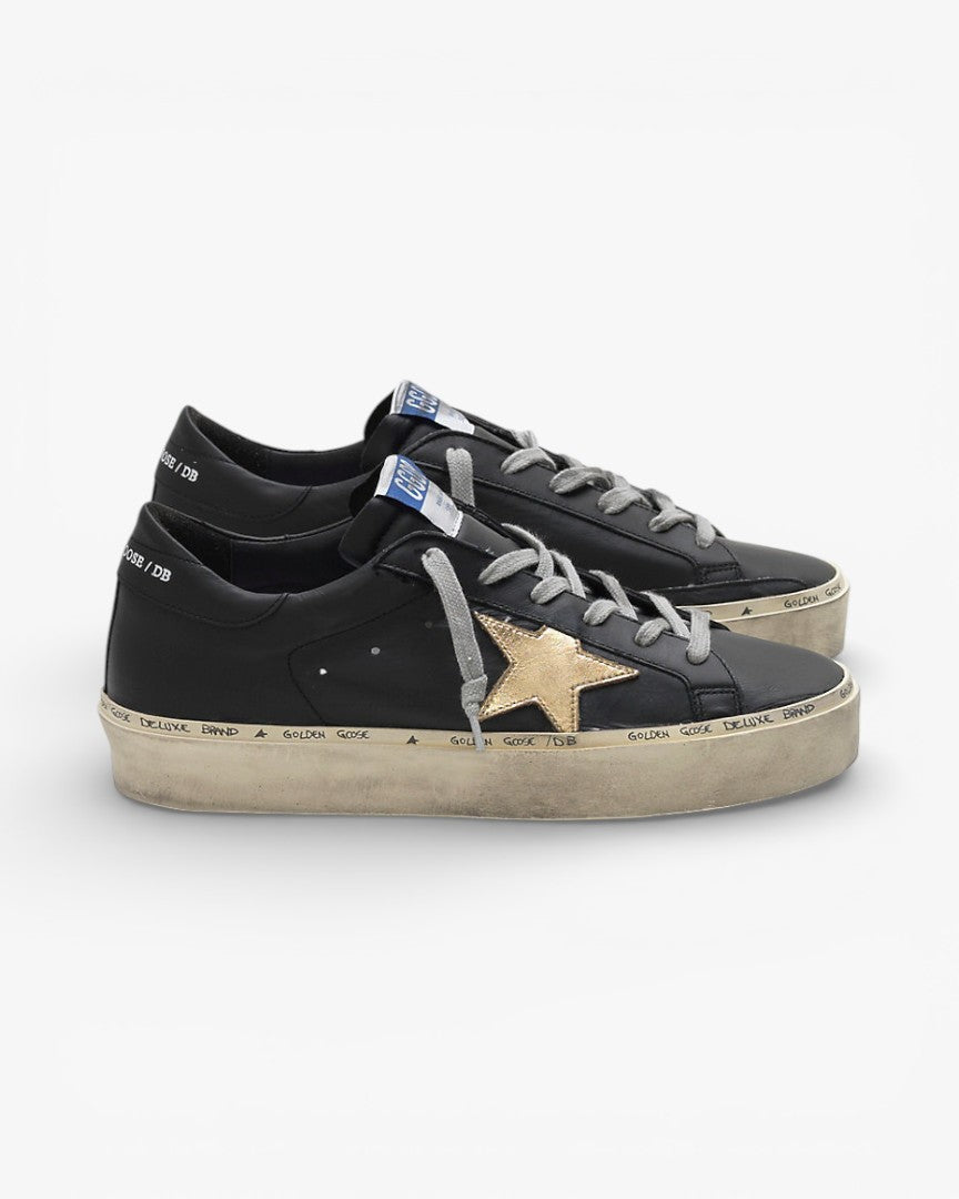 Golden Goose Hi-Star Sneakers G33WS945.A6 Calf Leather Worn Effect Leather Star