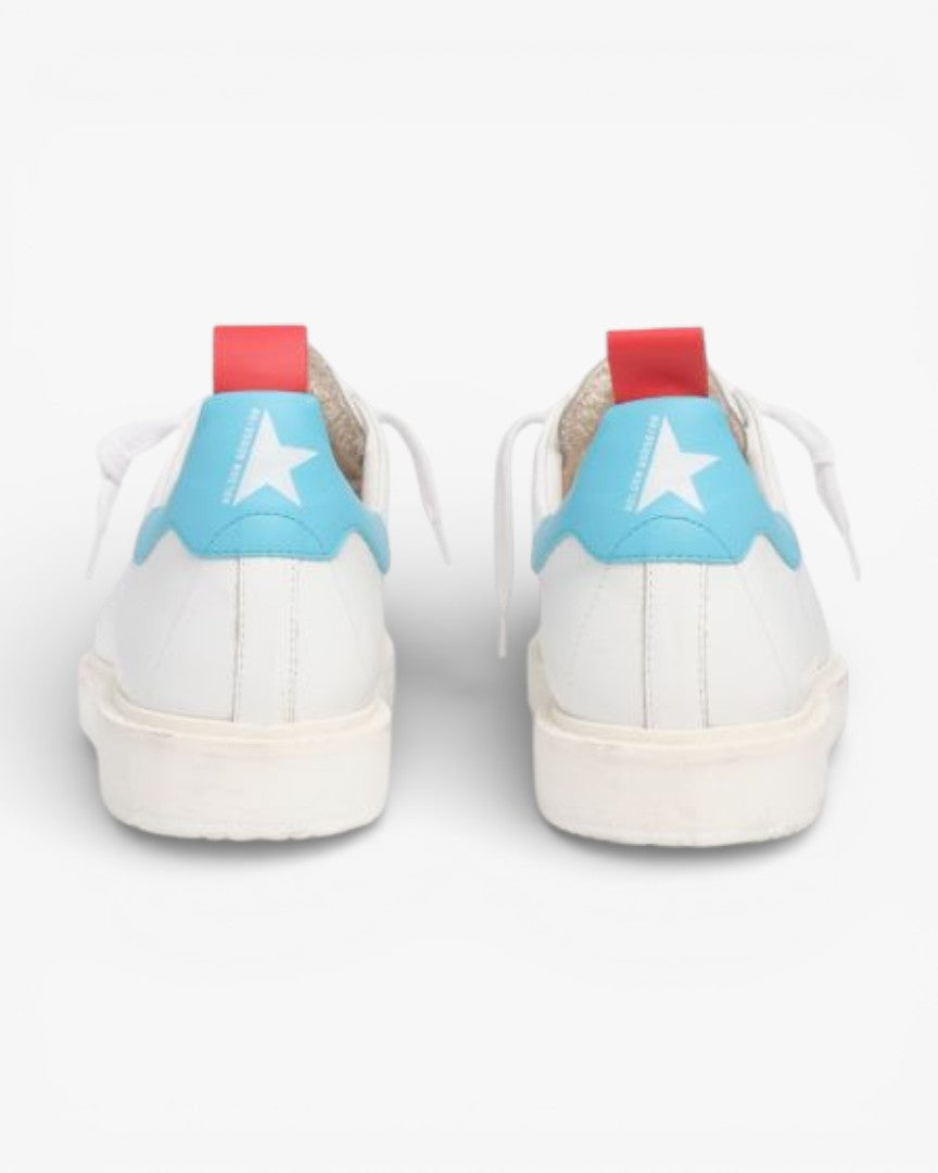 Golden Goose White Stardan LTD Sneakers with Light Blue Heel Tab