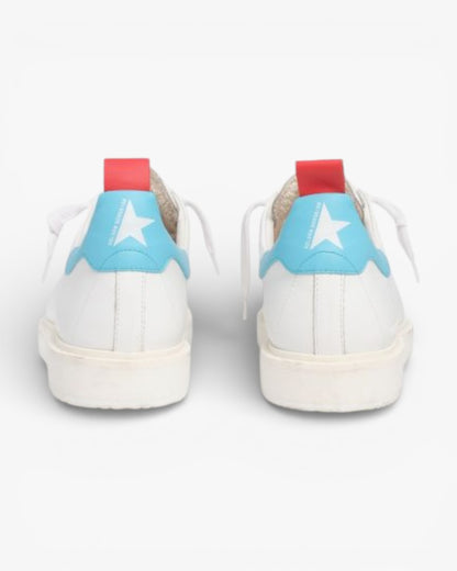 Golden Goose White Stardan LTD Sneakers with Light Blue Heel Tab